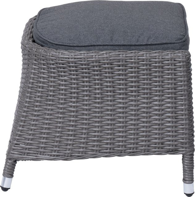 OUTFLEXX Vigo Fußhocker aus Polyrattan in Stahlgrau inklusive Polster, B/T/H: 56 x 54 x 40 cm - Bild 1