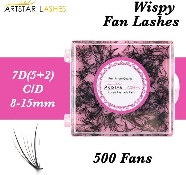 ARTSTAR 7D Wispy Fan Wimpern, 500 Fächer, Spitze Basis, 5+2D Spike - Bild 1