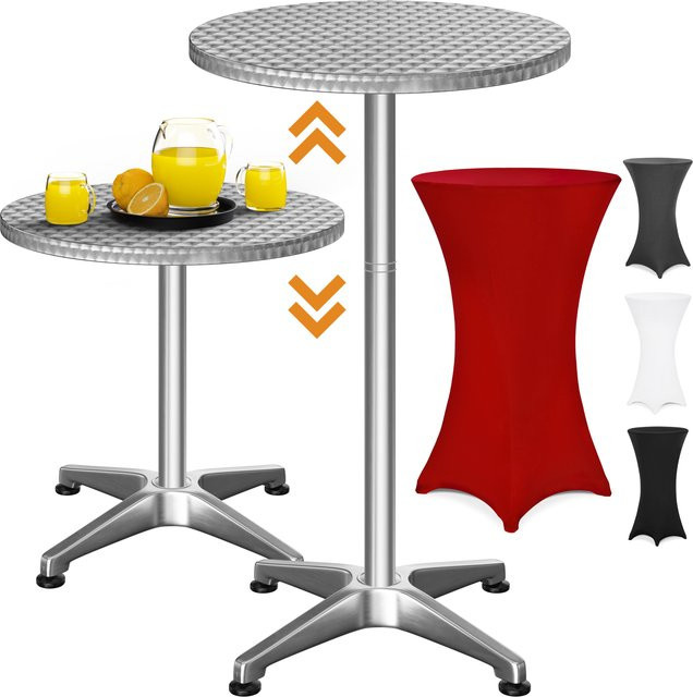CASARIA Stehtisch aus Aluminium in Silber mit Stehtischhusse in Rot, Höhe: 115 cm, Breite: 60 cm, Tiefe: 60 cm, Durchmesser Husse: 60 cm - Bild 1