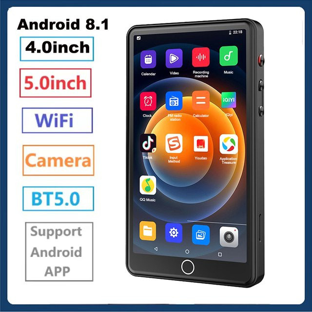 DMWING MP4 Player mit Kamera, Bluetooth und Wifi, Android 8.1 Touchscreen, Hifi Musik MP3 Player in Schwarz - Bild 1