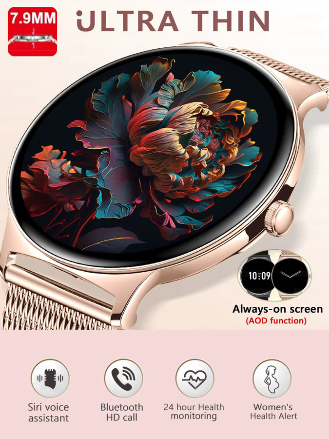 Jooeniok Smartwatch, Gold, Milanaise, Damen - Bild 7