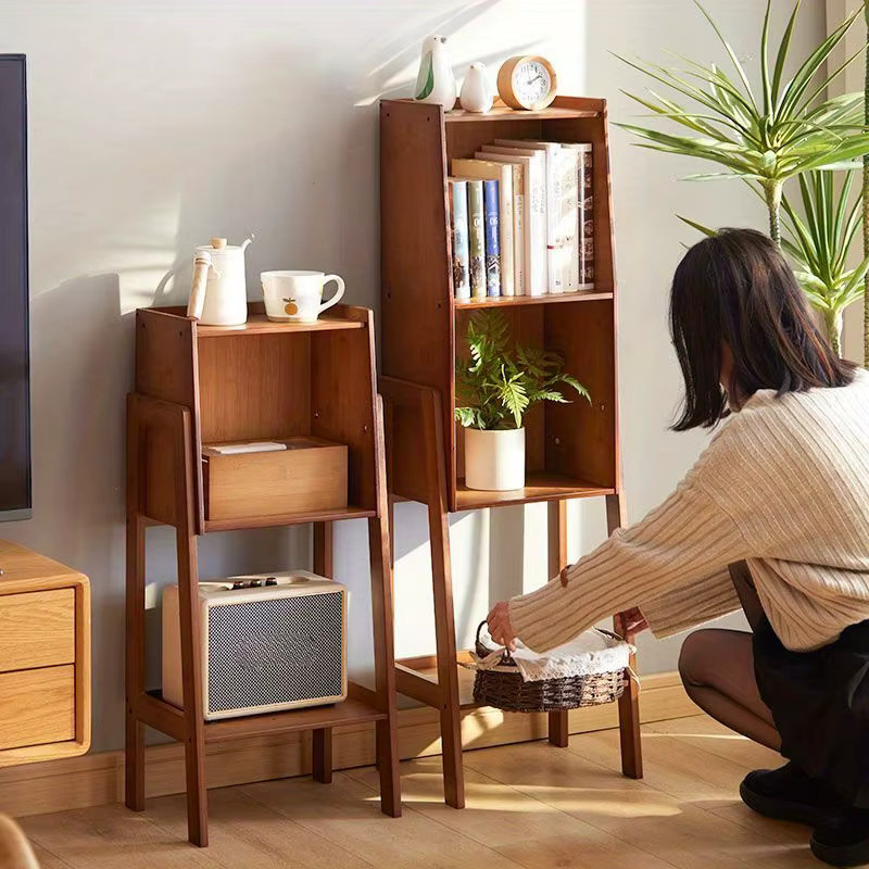 LIUSHADUOLA Bücherregal aus Bambus in Walnussbraun als bodenstehender Aufbewahrungsschrank für Wohnzimmer, Schlafzimmer und Arbeitszimmer - Bild 2