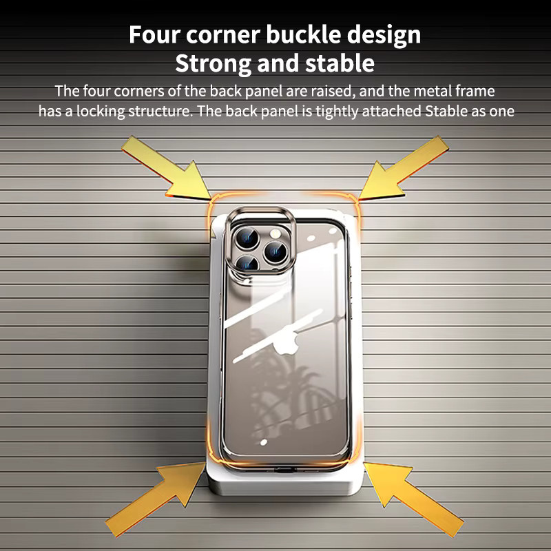NYFundas Wüsten Titan Metall Bumper Fall Abdeckung für iPhone 16 Pro Max 15 Pro 14 Pro 13 Pro 12 Pro in Silber und Schwarz - Bild 3