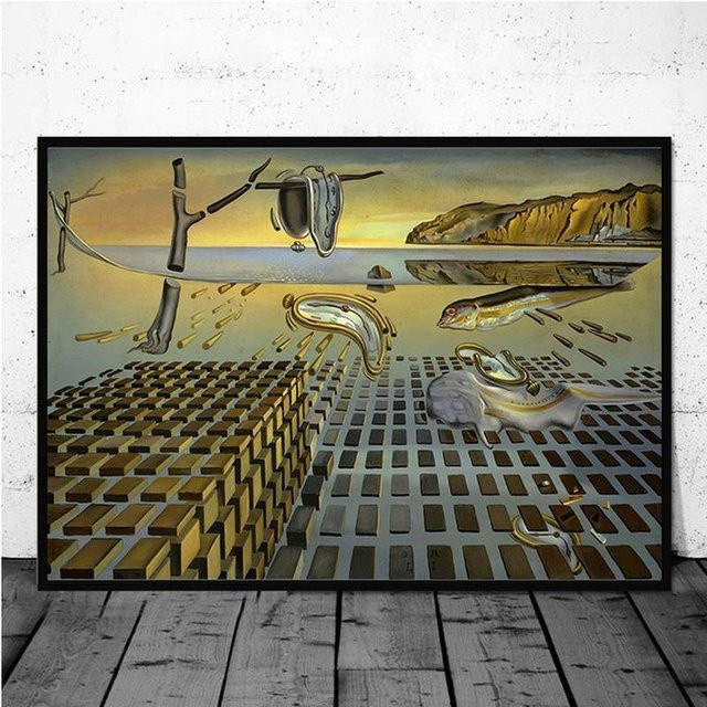 Lisa Gallery Salvador Dali Surrealismus Wandkunst Leinwandmalerei Abstract Poster in Weiß/Blau, Breite: 60 cm, Höhe: 90 cm - Bild 1
