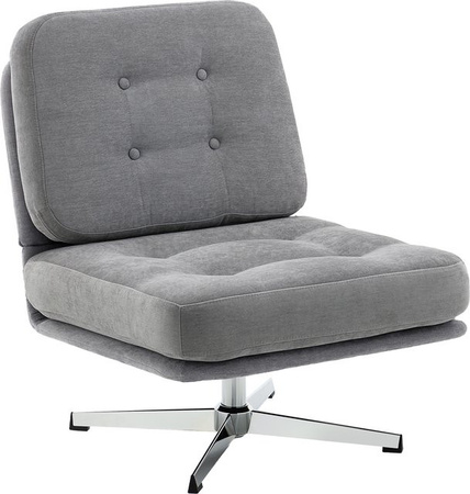 HOMCOM Loungesessel 360 Grad drehbar in Hellgrau mit Chenille-Optik und Metallbeinen