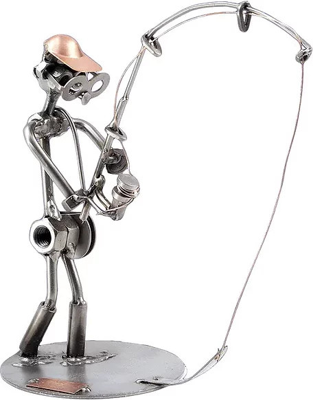 Schraubenmännchen Angler von Hinz & Kunst aus Metall in Silber - Bild 1