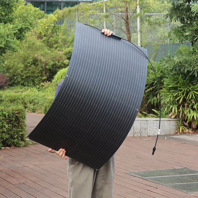 BOGUANG Halbflexibles Solarpanel 150 W, ETFE/PET Photovoltaik Modul für Balkon, Boot und Camper, 19,8 V, Schwarz - Bild 1