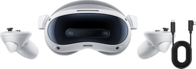 Pico 4 Ultra VR-Headset mit 256GB Speicher und BlueBuilt Link-Kabel in Weiß und Blau - Bild 1