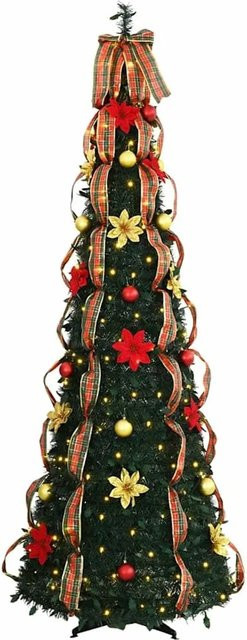 vidaXL Künstlicher Weihnachtsbaum in Grün mit 150 warmweißen LEDs, Höhe: 180 cm - Bild 1