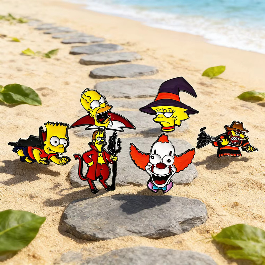 The Simpsons Pin-Set, Emaille, Metall, Bunt, Unisex - Bild 2