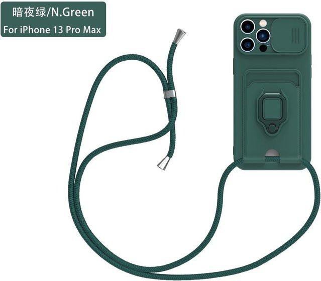 Xiaomi Crossbody Lanyard Schutzhülle für Xiaomi 14T Pro und Xiaomi 14T mit Kameraobjektiv-Schutz und Kartenhalter in Rot, Grün oder Lila - Bild 1