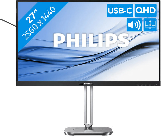 Philips 27B2G5601/00 QHD Monitor 27 Zoll IPS LCD Schwarz mit DisplayPort, HDMI und USB-C - Bild 1