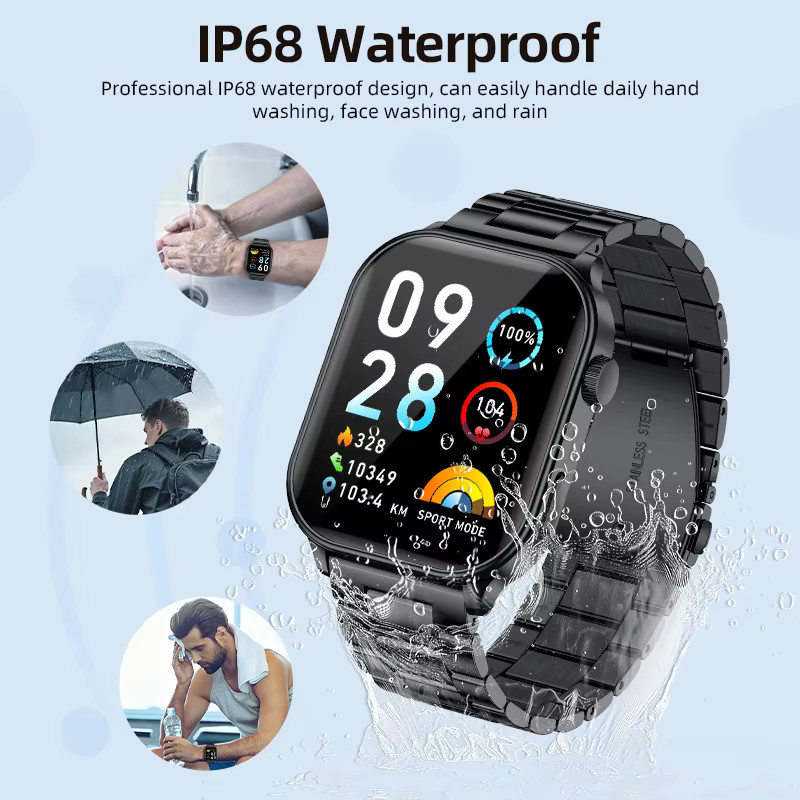 LIGE Smartwatch mit 2,01 Zoll Voll-Touchscreen, Herzfrequenz-Tracker und Bluetooth-Anruffunktion, Schwarz - Bild 6