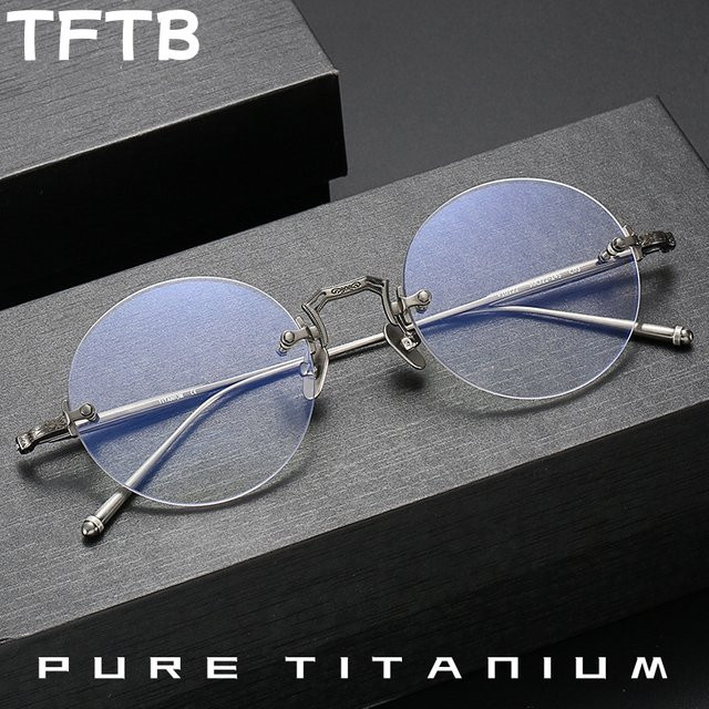 TFTB Korrektionsbrille, randlos, rund, Titan, silber, Herren - Bild 1
