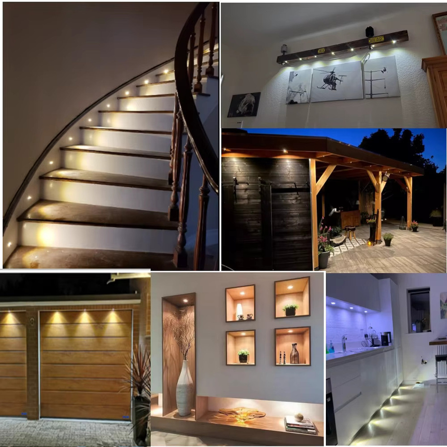 YELEDWAY Mini-LED-Einbaustrahler IP65 Multicolor, 1W Rundes Decken-Downlight für Treppen und Schränke, inkl. Transformator, Weiß - Bild 2