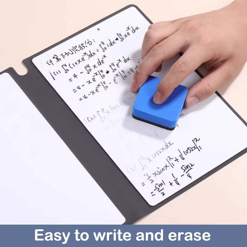 Wiederverwendbarer Leder-Wochenplaner als Whiteboard-Notizbuch-Set in Blau inklusive Whiteboard-Stift und Wischtuch - Bild 3