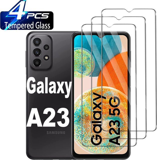 Samsung Galaxy A23 und Galaxy A23 5G Displayschutz aus gehärtetem Glas, 6,6 Zoll, transparent, HD-Folie mit Anti-Fingerabdruck-Beschichtung - Bild 1