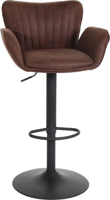 MCW Barhocker M67 Drehstuhl mit Armlehnen und Fußablage Dunkelbraun Schwarz - Bild 1