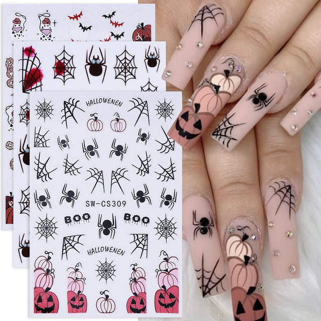 SWEET TREND Nagelaufkleber 3D Halloween Motiv, 3 Stück - Bild 1