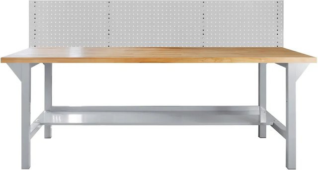 PROREGAL Werkbank Giant Rhino Plus mit Lochplatte, Grau, H x B x T: 131 x 200 x 70 cm, Traglast 500 kg - Bild 1