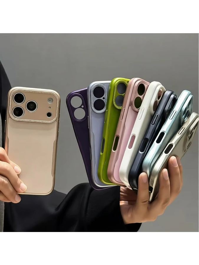 Ultradünne Blade-Mecha Handyhülle für Apple iPhone 15 14 13 12 Pro Max Air in Pink mit Glitzer-Kameraschutz - Bild 3