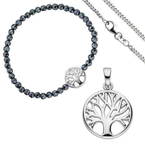 Colfem Schmuck-Set Baum, 925 Silber, Armband, Anhänger, Kette, 42 cm - Bild 1