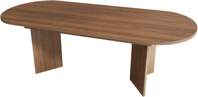 okwish Esstisch aus MDF modern ausziehbar mit abgerundeten Ecken, Braun, B/T: 160 bis 200 x 90 cm - Bild 1