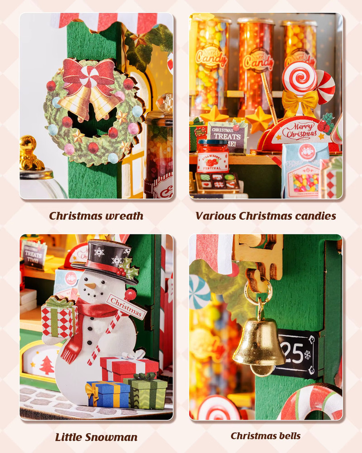 Robotime Weihnachts-Süßigkeitsständer, DIY-Miniatur-Set, Holzmodell, ab 14 Jahren - Bild 5