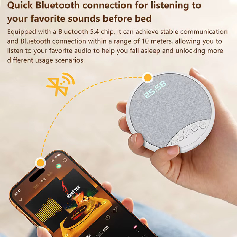 Lenovo Kissen-Lautsprecher HiFi Schlaf-Soundmaschine mit Bluetooth 5.4 und digitalem Wecker in Weiß und Grau - Bild 2