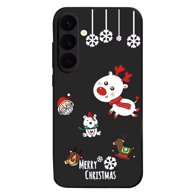 Magnetische Handyhülle mit Weihnachts-Design Hirsch und Schneeflocken für Samsung Galaxy S23 in Schwarz mit weichem TPU und Lanyard - Bild 3