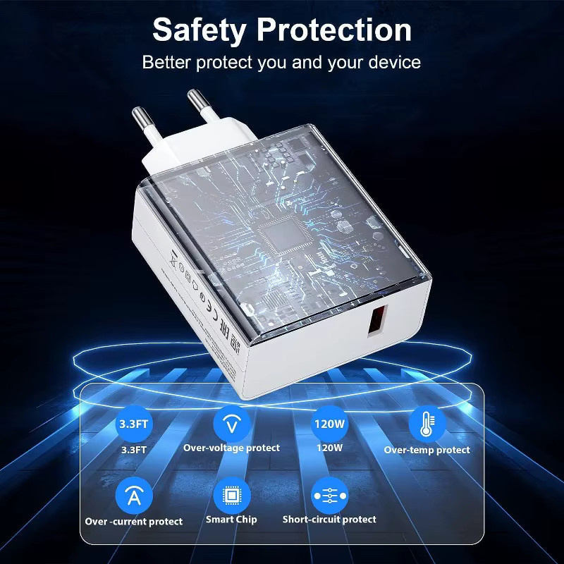 120W Super-Flash Ladeadapter und Ladegerät-Set mit 1m Typ-C Datenkabel in Weiß für Huawei, Android, Xiaomi und Redmi - Bild 5
