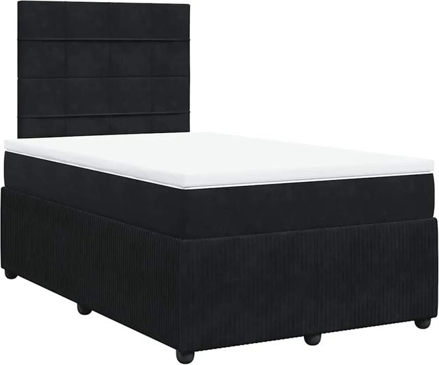 vidaXL Boxspringbett mit Matratze in Schwarz, Hybrid-Design mit Taschenfederkern und Samtbezug, B/T: 120 x 190 cm - Bild 1