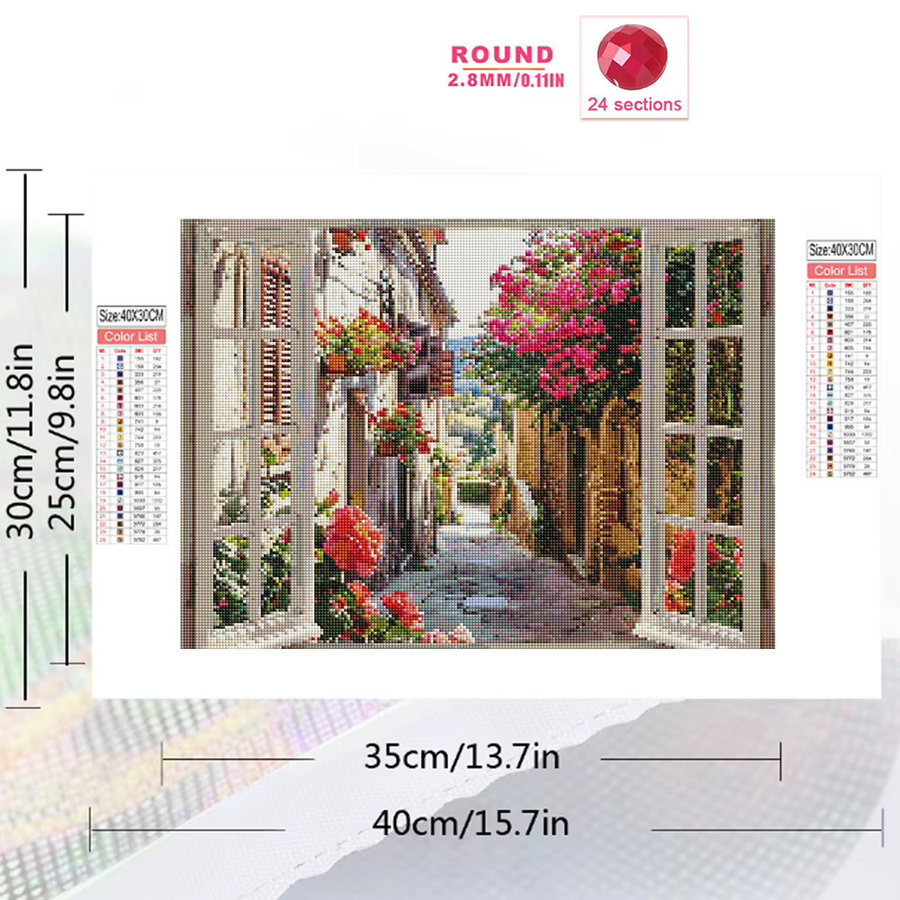 Momoart Diamant-Mosaik DIY Set Straßenmuster für Erwachsene mit runden Steinen in Multicolour zur Wanddekoration - Bild 2