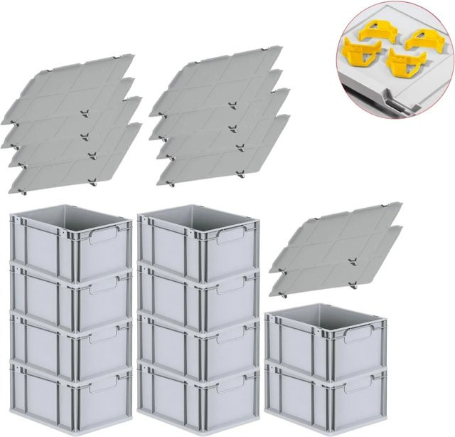 PROREGAL Spar Set mit 10 Eurobox Nextgen Economy in Gelb inklusive Auflagedeckeln und 4 Schiebeschnappverschlüssen, H x B x T: 22 x 30 x 40 cm, 20 Liter - Bild 1