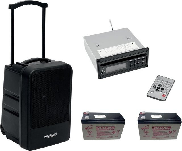 Omnitronic MOM-10BT4 Modular-Drahtlos-PA-System Set in Schwarz mit CD-Player, USB, SD und 2 Akkus sowie Bluetooth - Bild 1