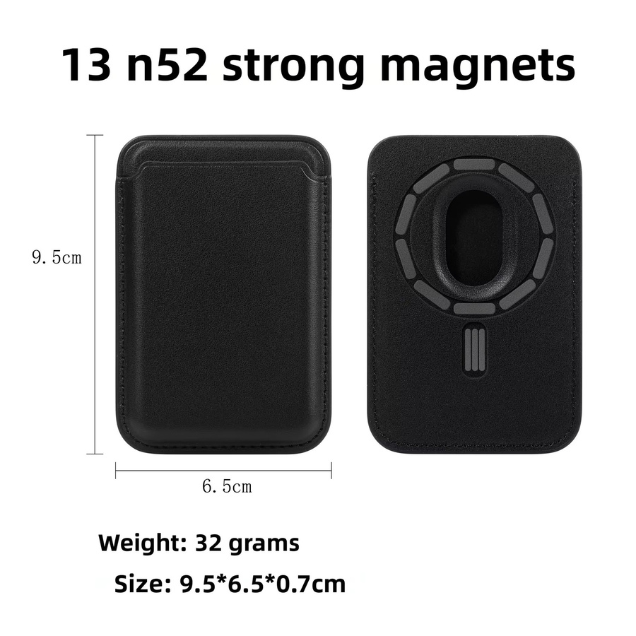 Magnetische Leder-Geldbörse als Kartenhalter und Brieftasche für Apple iPhone 13, 14, 15, 16 und 17 Pro Max in Schwarz - Bild 3