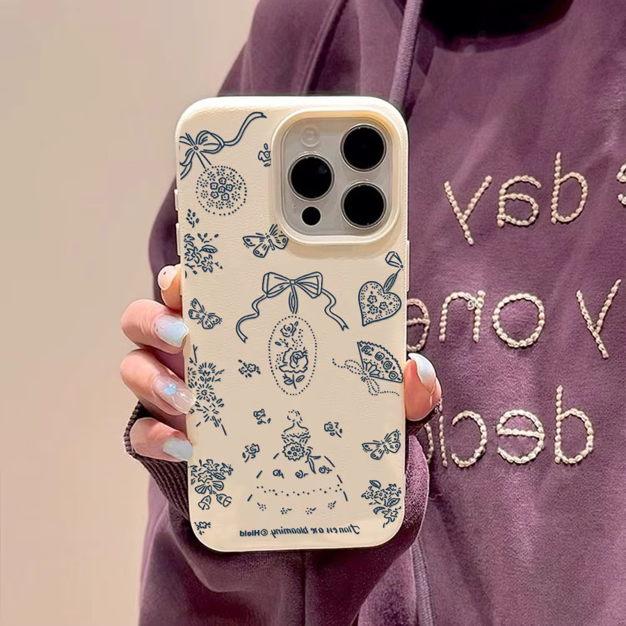 Blumen-Bogen-Knoten Handyhülle aus Leder und Silikon für Apple iPhone, Farbe: Grün - Bild 3