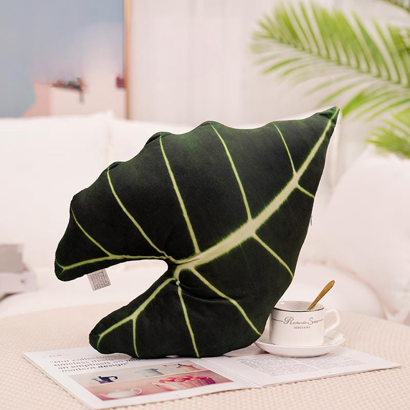 Yiran Furniture Dekoratives Kissen mit 3D-Simulationsdruck und floralem Design in Grün aus Plüsch und Samt - Bild 3