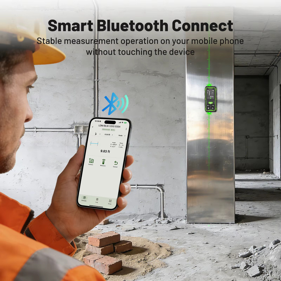 Huepar Bluetooth Dual-Laser-Entfernungsmesser mit grünem Laserstrahl, Messgerät mit LCD-Display und Hintergrundbeleuchtung, Farbe: Grün/Schwarz - Bild 2