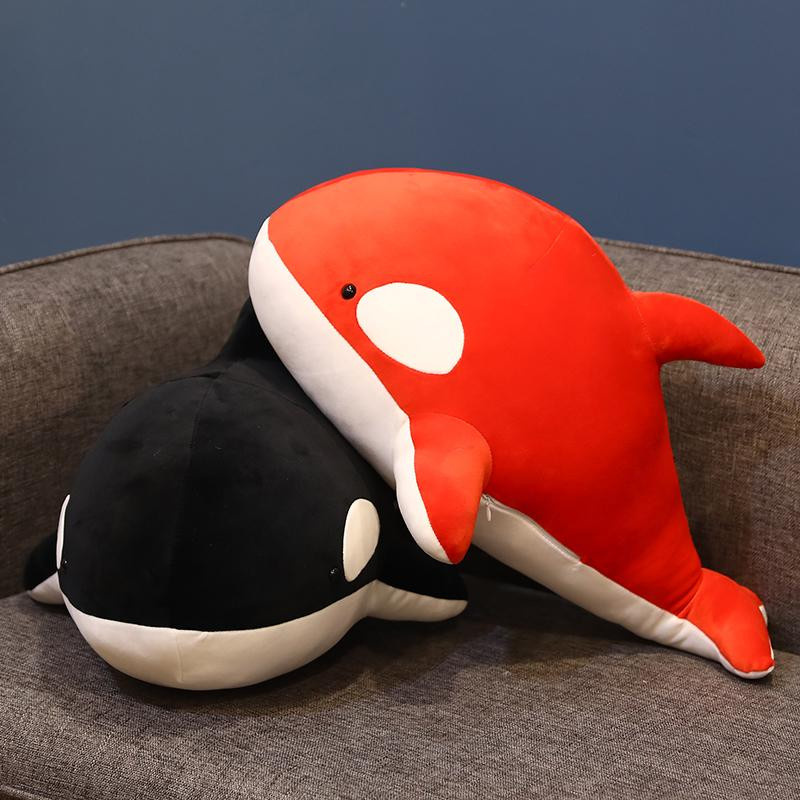 Pangcangshu Orcinus Orca Schwertwal Plüschtier schwarz-rot 60cm - Bild 1