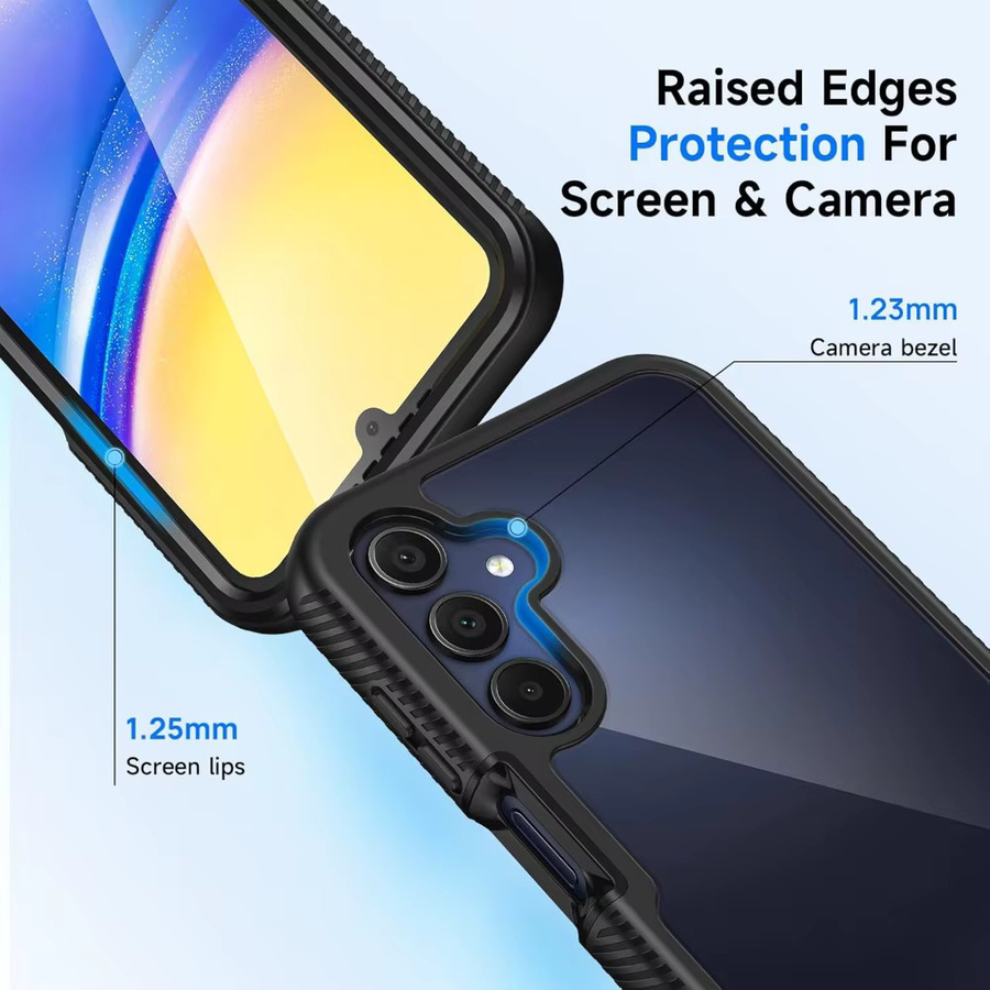Rugged Armor Clear Case für Samsung Galaxy A16 A26 A36 A56 A15 A25 A35 A55 A05S A04S A14 A34 A54 mit integrierter Displayschutzfolie in Transparent und Blau - Bild 2