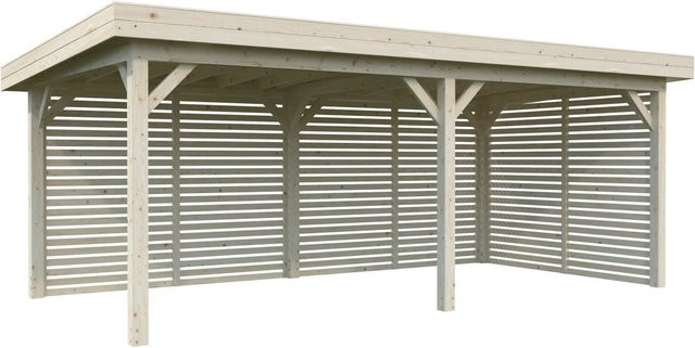 Palmako Pavillon Lenna Set 309 aus Fichtenholz in Braun, Pultdach, B/H/T: 588 x 245 x 300 cm, transparent tauchgrundiert - Bild 1