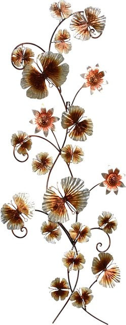 Wanddekoration Jessy von möbel direkt online mit Blüten- und Schmetterlingsmotiven in Gold, Silber und Bronzefarben, Höhe: 126 cm - Bild 1