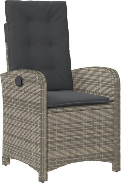 vidaXL Klappbarer Gartenstuhl aus Polyrattan mit Kissen in Grau - Bild 1