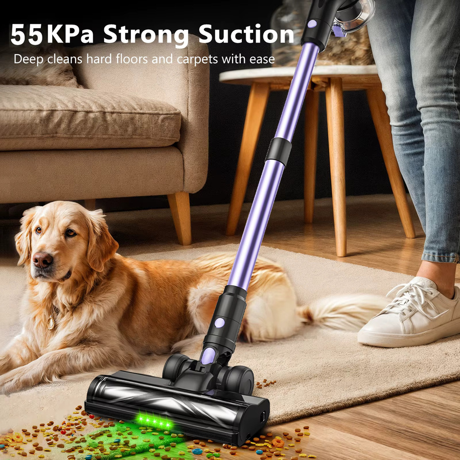 SUXIANGVAC Kabelloser Standstaubsauger in Schwarz mit 500W Leistung, 55KPA Saugkraft, 60 Minuten Akkulaufzeit, Smart-LED-Display und Beutellose Technologie für Teppiche und Tierhaare - Bild 2