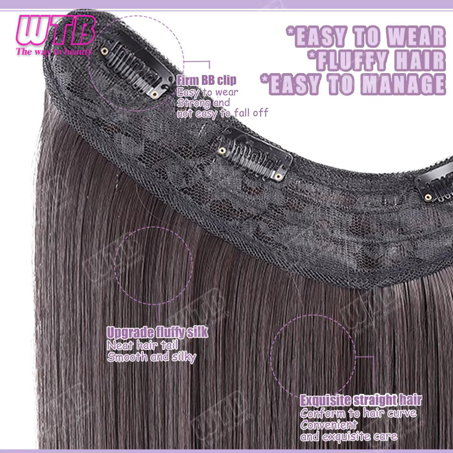 WTB Haarverlängerungen, synthetisch, V-förmig, BB-Clip, Damen - Bild 3
