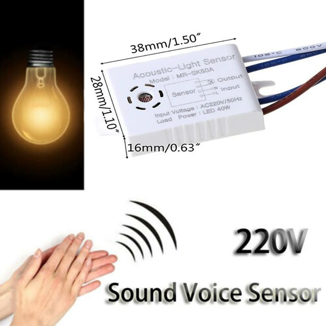 QNCX LED Akustooptischer Steuerungsschalter für Innenräume, Intelligenter Automatischer Ein/Aus-Lichtschalter mit Sprachsteuerung und Sensor-Detektor, Weiß - Bild 1