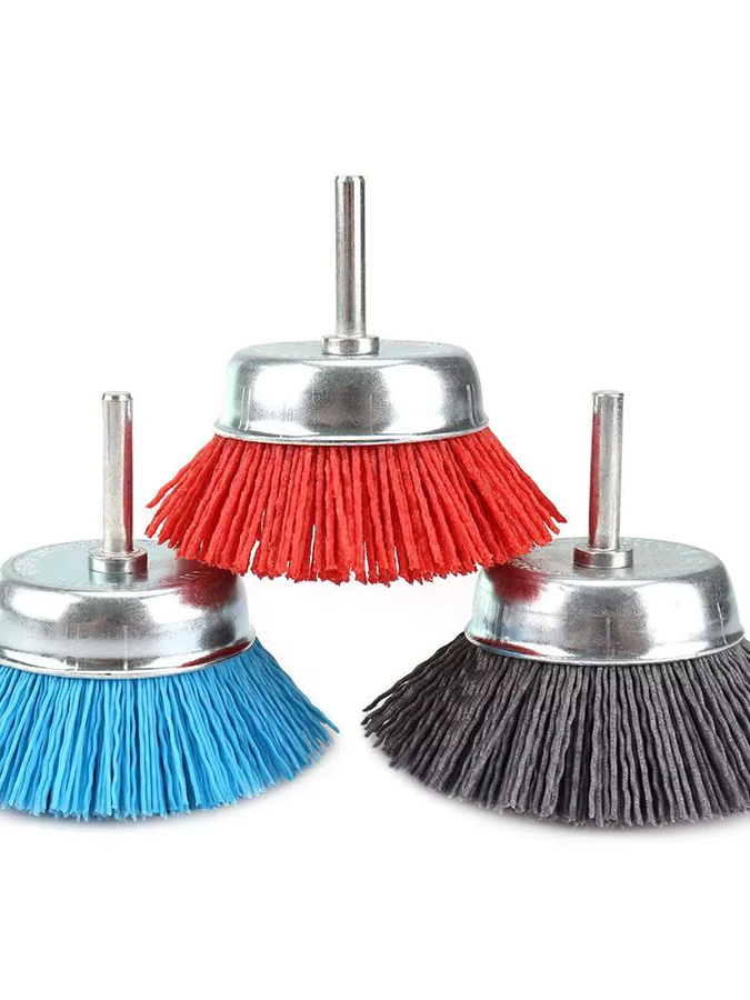 NuoDunco Nylon-Filament Schleifdrahtbürste mit 1/4 Zoll Schaft, 75mm Durchmesser, Körnung 80-240 zur Entfernung von Rost, Korrosion und Farbe - Bild 7