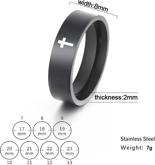 Kreuzring Edelstahl, Schwarz, Unisex - Bild 1