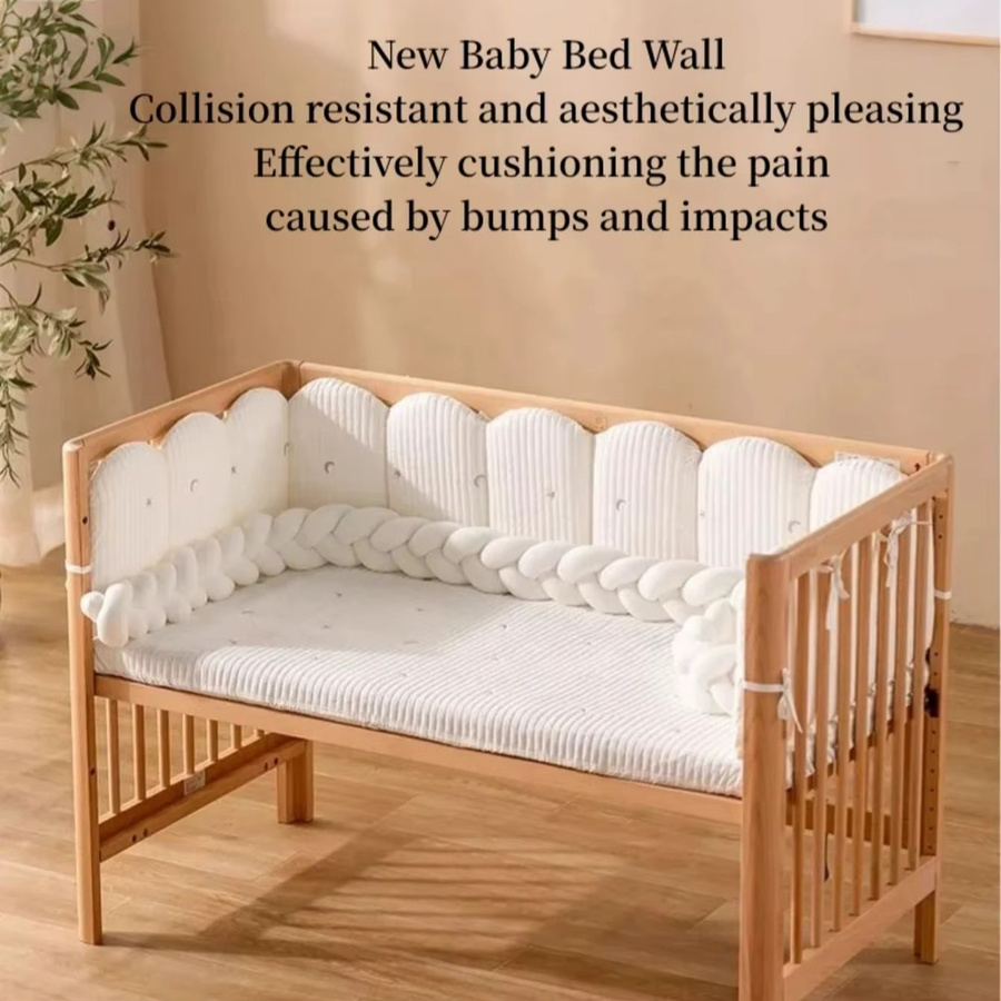 3-teiliges Set Babybett-Stoßstange zur Kollisionsprävention in Weiß für das Babyzimmer - Bild 2